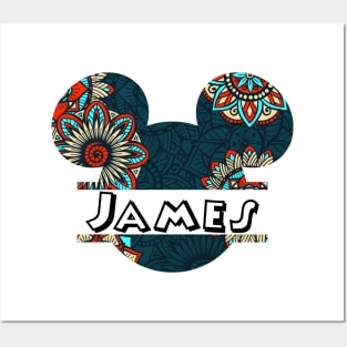 James Name With Seamless Pattern Posters and Art